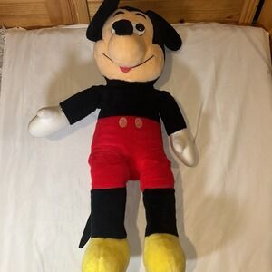 Large Mickey Mouse Stuffed Animal Plush Vintage 70s Walt Disney Characters USA